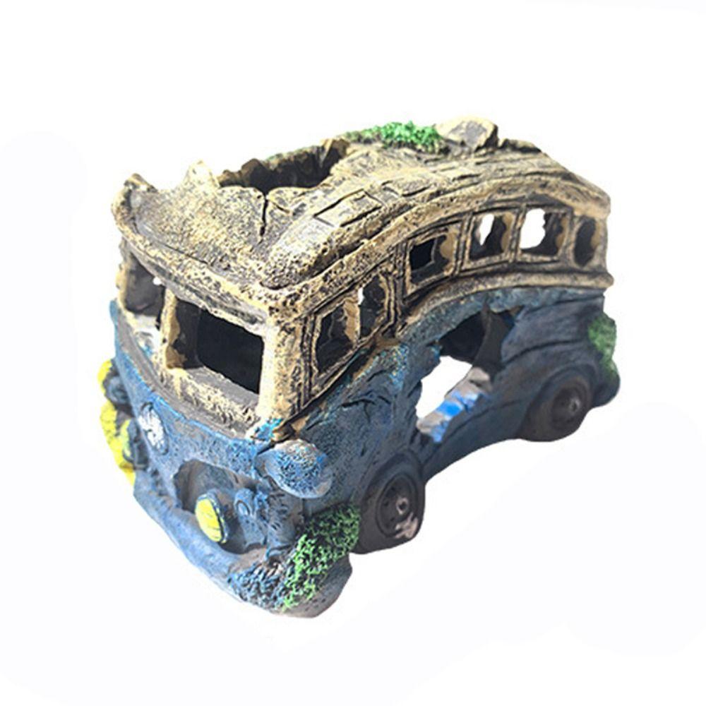 Многоцветное украшение для аквариума, орнамент, укрытие для рыб и креветок, подарок, затонувший автомобиль, украшение для аквариума