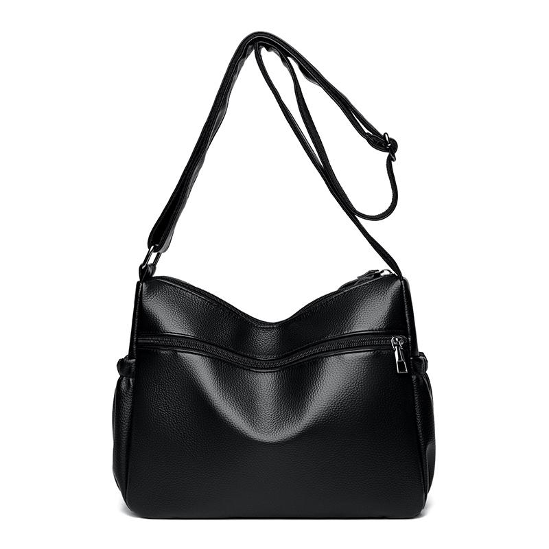 Women's Soft Leather Shoulder Bag Large Capacity Messenger Shoulder Bag Monochromatic High-quality Bags Fashion Bag