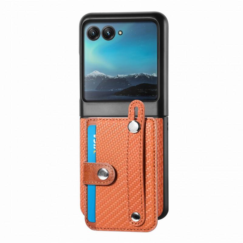 Carbon Fiber Leather Phone Case With Card Slots Kickstand Motorola Razr 60 Ultra 50 40