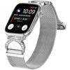 Ремешок для Apple Watch Series 10 Ultra 9 8 7 SE 6 5 4 3 2 1 46 мм 49 мм 45 мм 44 мм 42 мм Миланский серебристый металлический ремешок с украшением из стразов