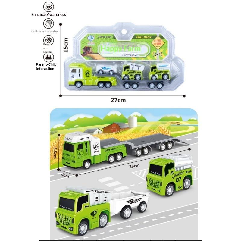 Plastic Fire Truck Model Toy Set for Kids Engineering Construction Pull Back Car Creative Educational Gift for Boys Birthday