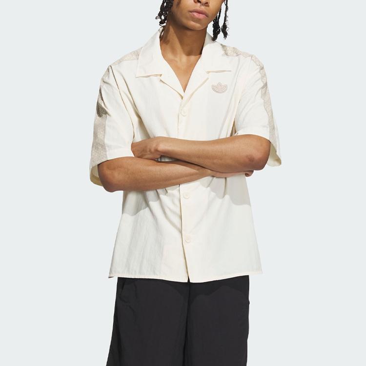 Adidas Оригинальные монограммные принты с цветными блоками, повседневная спортивная рубашка с короткими рукавами, топы унисекс, белые IN1032