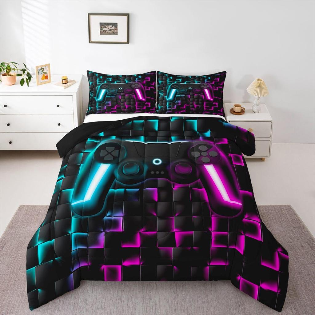 Kawaii Bedding Set Twin,2 Piece Star Moon Galaxy Comforter Set for Boys,Aesthetic Bed Set Star Space Down Comforter,Soft Reversible Starry S