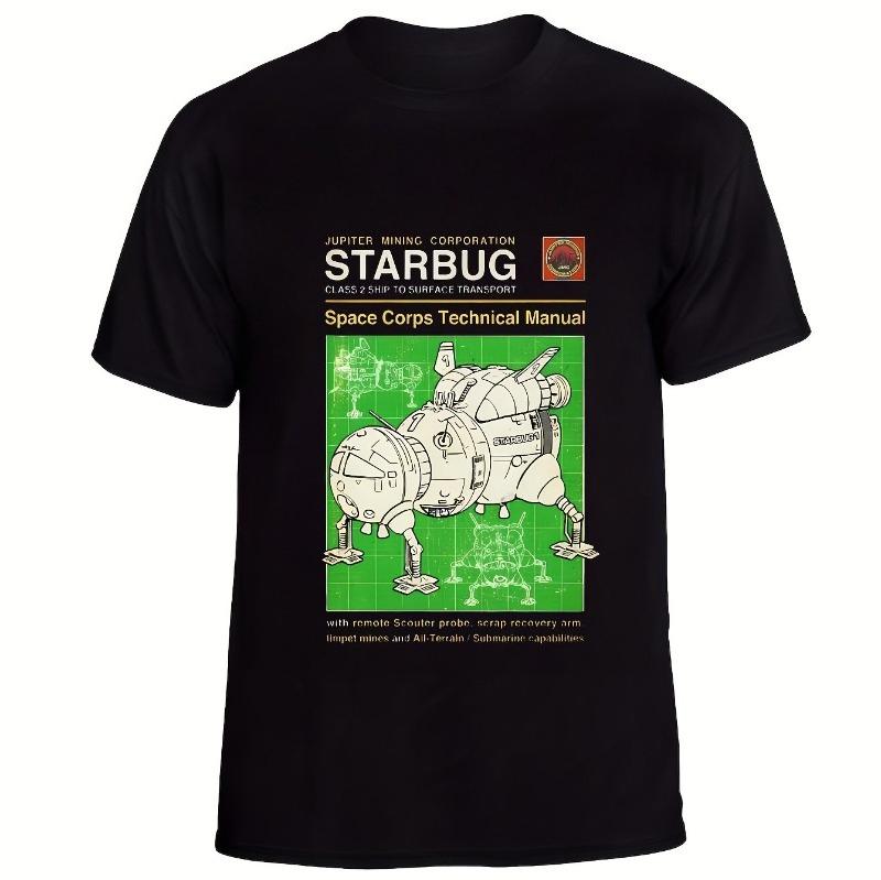 Unisexs Red Dwarf Tv Series Tshirt Classic Malebolgia Design And Starbug Logo Loosefit Casual Tee