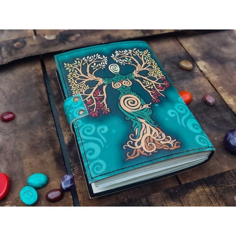 Новый пустой дневник теней с замком-замком, кожаный дневник ручной работы, печатная языческая молитва Матери-Земле