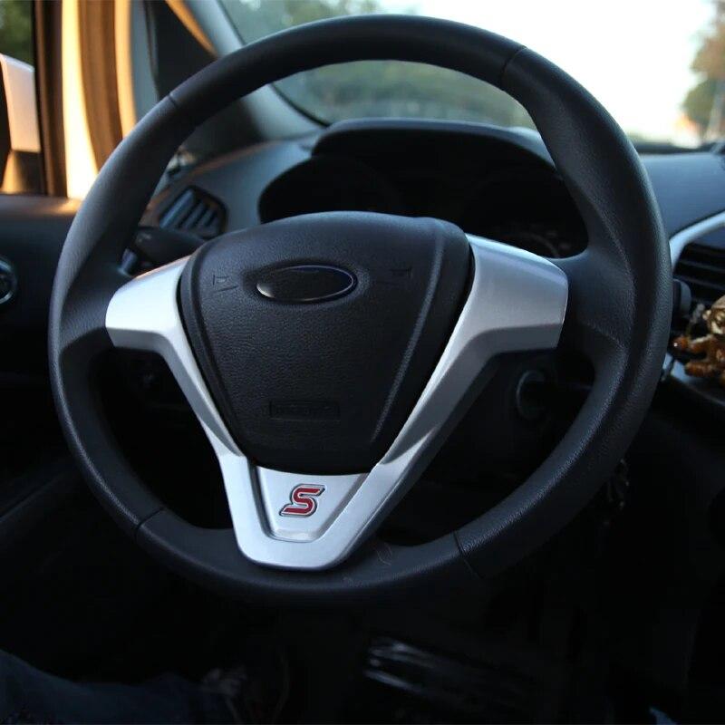 ABS отделка рулевого колеса наклейки с блестками для Ford Ecosport 2013-2016 New Fiesta 2012 2013 2014 2015 2016 2017 автоаксессуары