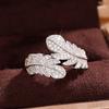 Huitan Leaf-shaped Finger Ring Color Paved Brilliant CZ Stone Exquisite Women Accessories Wedding Party Fashion Jewelry