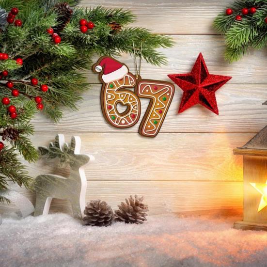 Рождественское украшение Акриловый пряничный человечек Номер 67 Подвеска со шляпой Праздничное украшение для рождественской елки Праздничный подарок