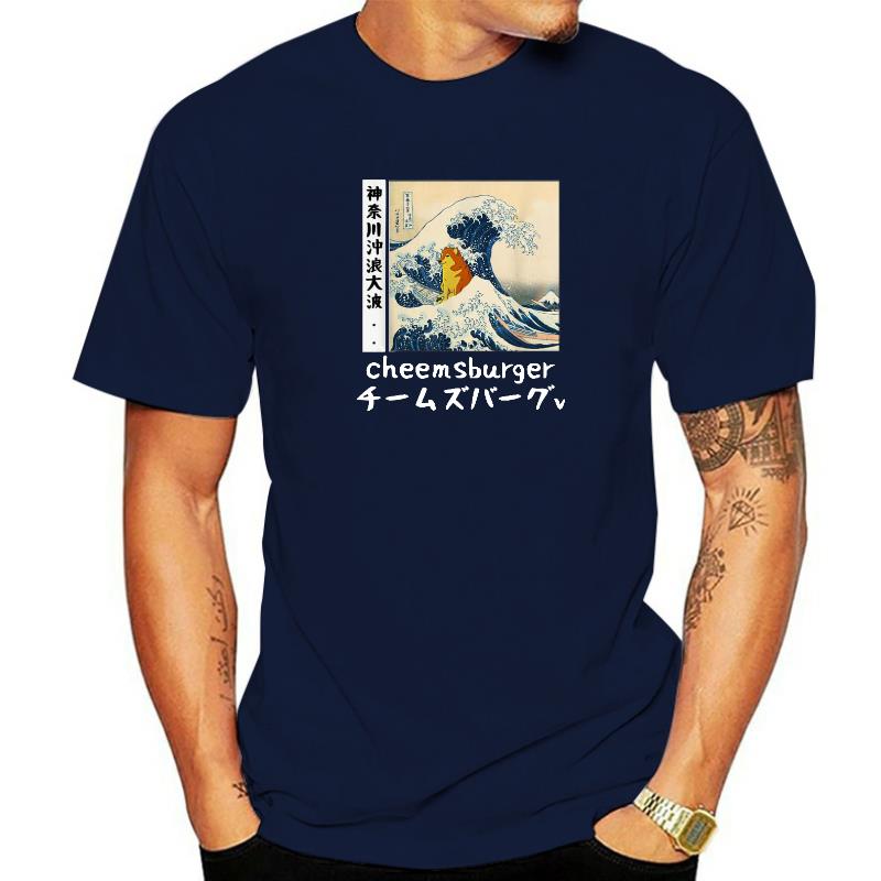 Funny The Great Wave Kawai Cheems Doge Japanese Style TShirt T Shirt Simple Style Prevalent Cotton Tops Shirt Family For Unisex