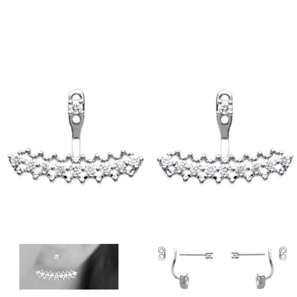 Les Trésors De Lily [N7131] - Silver-white 'Sissi' Silver Lobe Contour Earrings (rhodium-plated) - 21x10 Mm