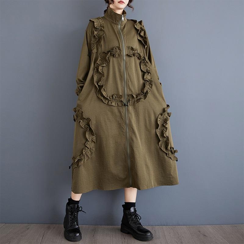 Long Sleeve Oversized Vintage Casual Loose Autumn Spring Trench Coat for Women Outerwear