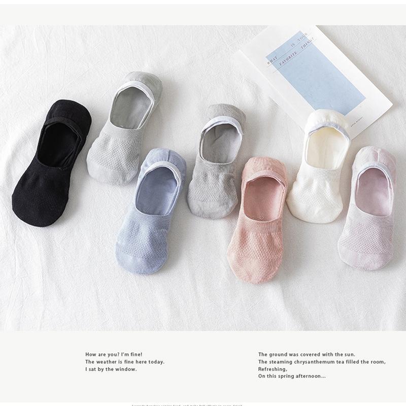 1 Pair Women Silicone Non-slip Short Socks Invisible Cotton Boat Socks Summer Solid Color Antiskid Ankle Socks
