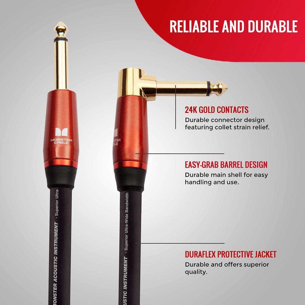 MONSTER CABLE Acoustic Guitar Straight XL 600557 Cable, 12ft, Plug, M, ACST2-12A,