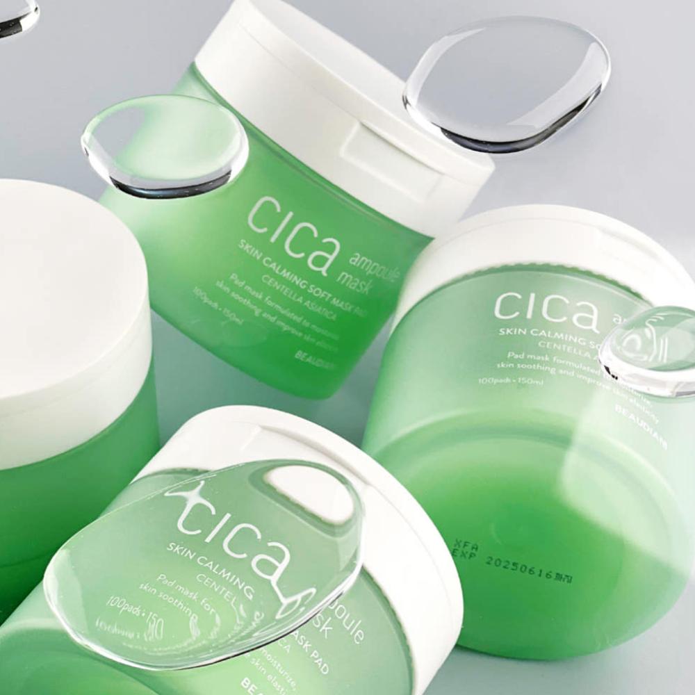 BEAUDIANI Cica Calming Pore Toner Pad 100 Pads Acne Skin Heat Relief Soothing Pad Twin Pack K-Beauty Makeup Ready Skin Duo