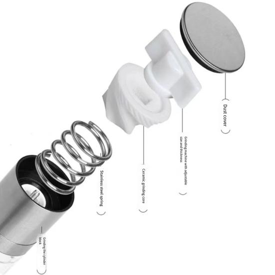 Dual Spice Grinder 2-in-1 Stainless Steel Manual Pepper And Salt Mill with Ceramic Core Adjustable Coarseness Seasoning Tool for Kitchen Travel Use
