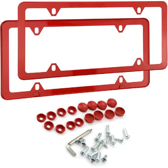 Universal American License Plate Frame With Screws Washer Caps Number Plate Car Stainless Plate Frame 6x12inch for Truck Vehicle License Plate Covers