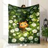 Orange Cat Hiding In Daisies Print Blanket Warm Soft Fluffy Kids and Adult Sofa Bed Throw Blanket Outdoor Travel Camping RV