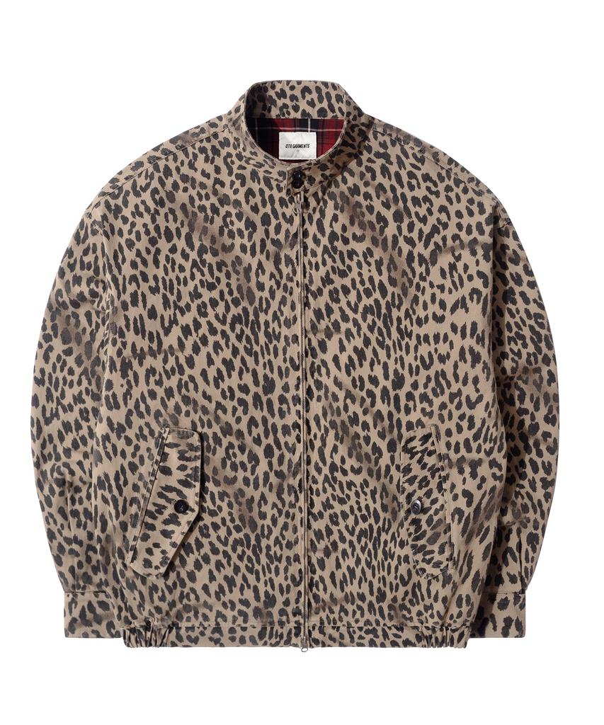 Qt8 Garments Lb Washed Leopard Harrington Jacket (Beige)