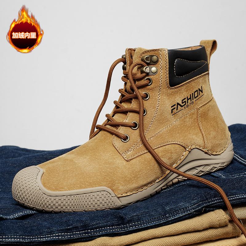 Уличные кожаные мужские ботинки зимние с мехом супер теплые зимние ботинки мужские зимние повседневные кроссовки нескользящие ноские ботильоны