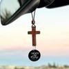 Handmade NFC Bible Cross Pendant Wooden Cross Car Mirror Hanging  Jewelry Gift