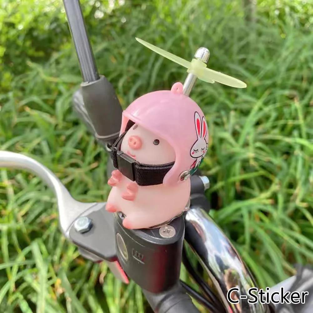 Car Cute Little Pink Pig With Helmet Propeller Wind-breaking Duck Road Bike Motor Helmet Riding Cycling Car Accessories Decor