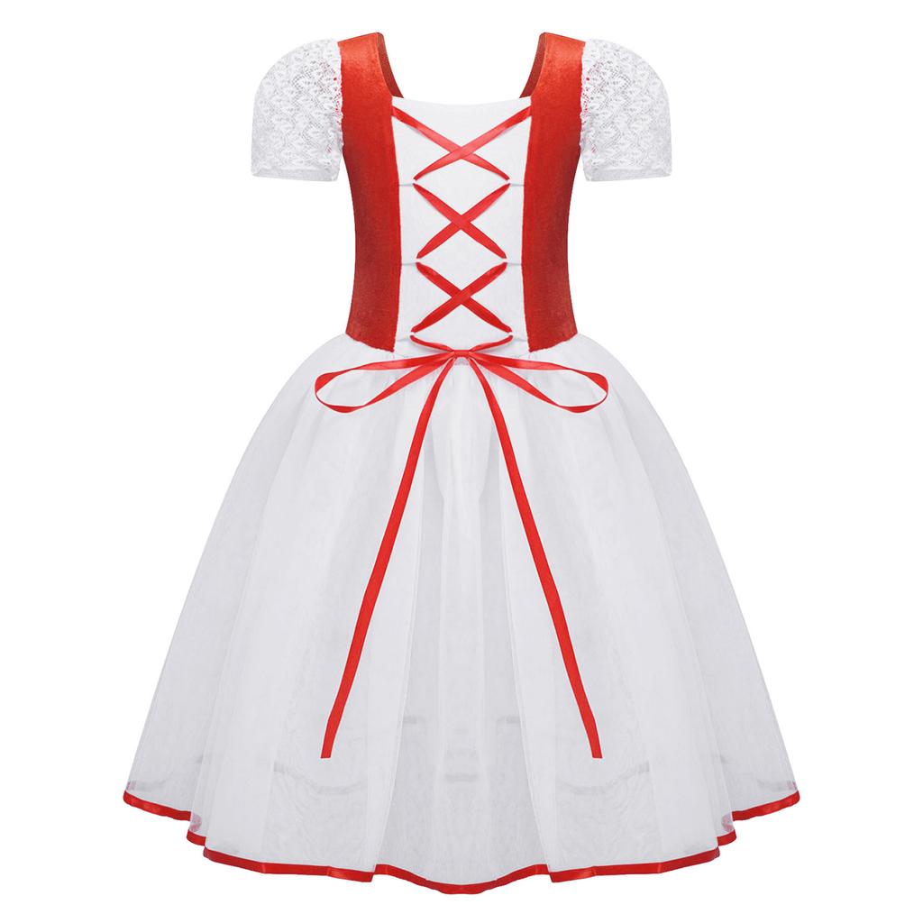 Детский бархатный сетчатый балетный купальник с кружевными рукавами-пузырями и пачкой, платье для танцев и гимнастики