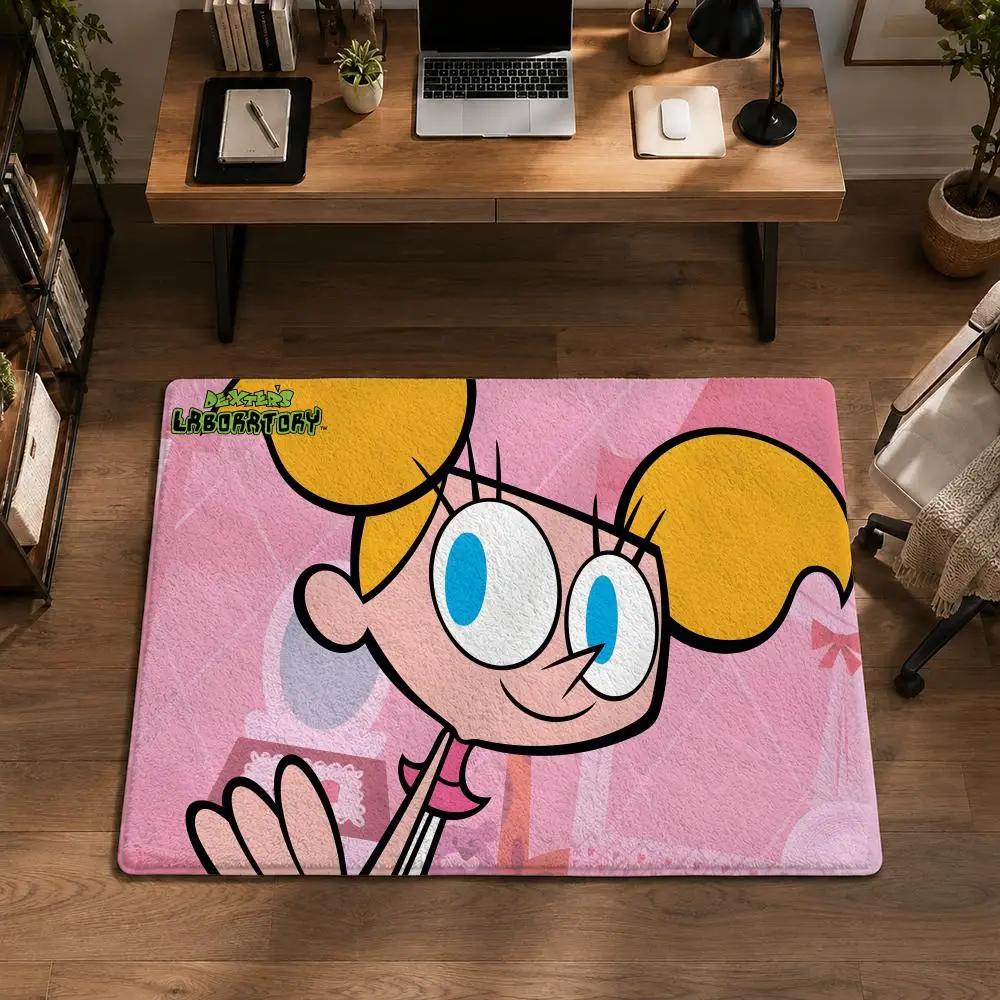 Cartoon D-Dexters Laboratory Good Quality Floor Mat Flannel Rug Non Slip Soft Washable Entryway Hallway Bathroom Kitchen Decor