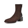 Flock Autumn Winter Shoes Chelsea Boots Square Toe Keep Warm Zipper Stretch Ankle Boots