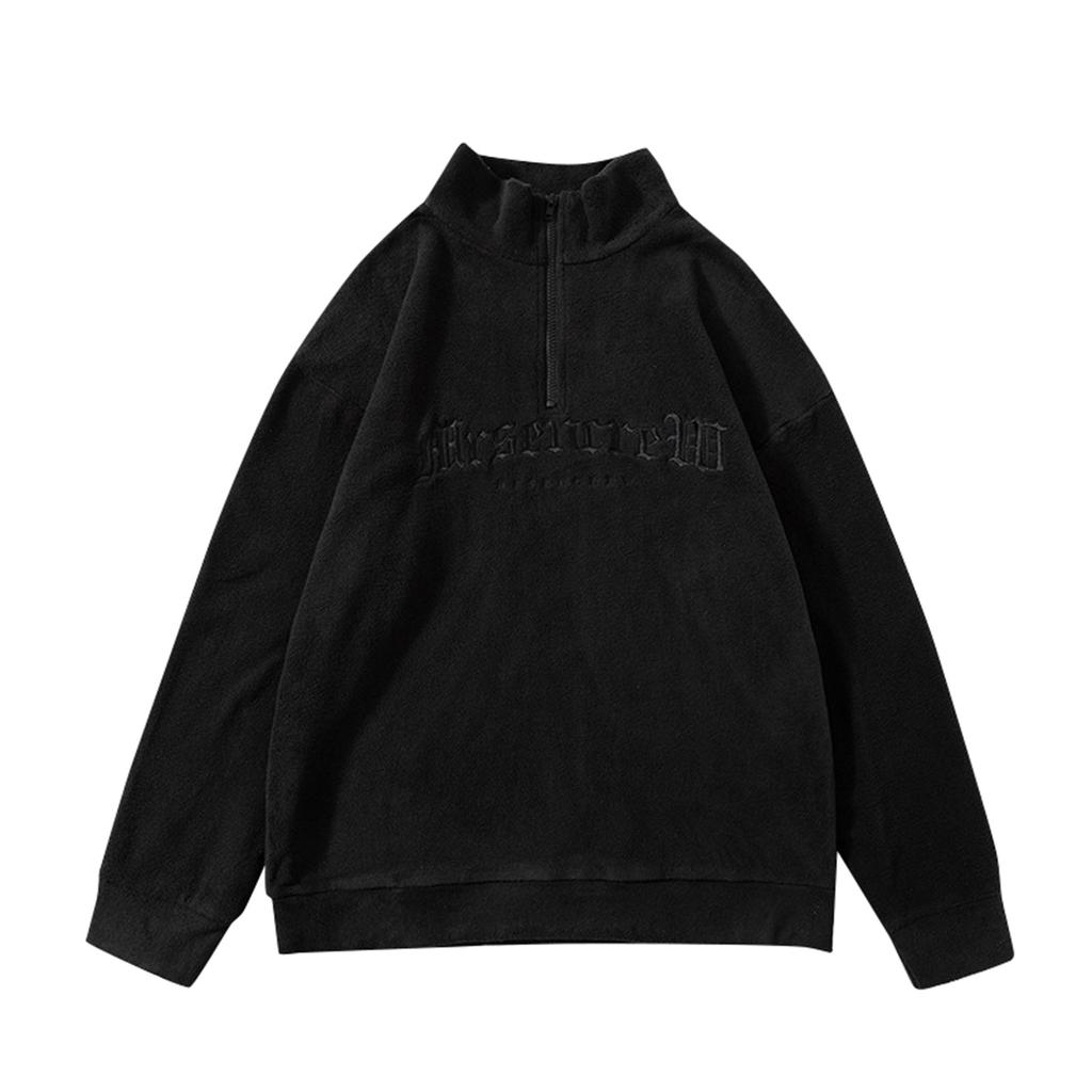 Autumn And Winter Polarfleece Sweater Embroidery Letters Zipper Stand Collar Pullover Sweater Men's And Women's Cardigan Top
