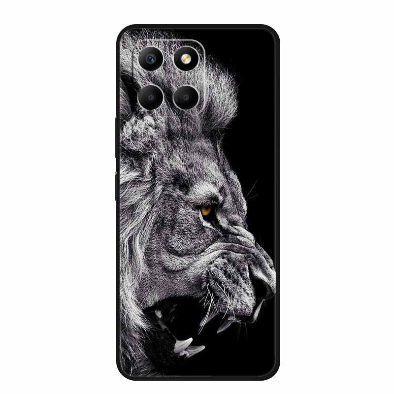 Чехол для Honor X6a Животные ТПУ Силикон Мягкая Задняя Крышка Телефона для Huawei Honor X6a HonorX6A 2023 Защитный Волк Черный Крутой Чехол