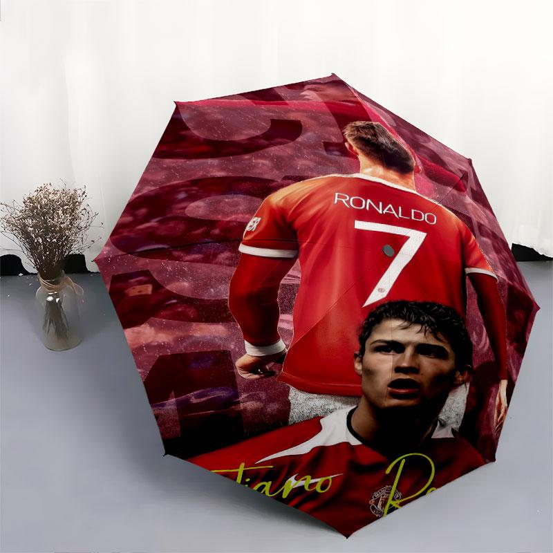 1 шт. Автоматический складной зонт - с рисунком CR7, Портативный и складной дизайн с 8 спицами, Подарки на Рождество и День рождения