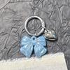 3D Print Bowknot Heart Keychain Purple Color Bow Design Bag Pendant Alloy Jewelry Accessories Backpack Keyring Bag Decoration