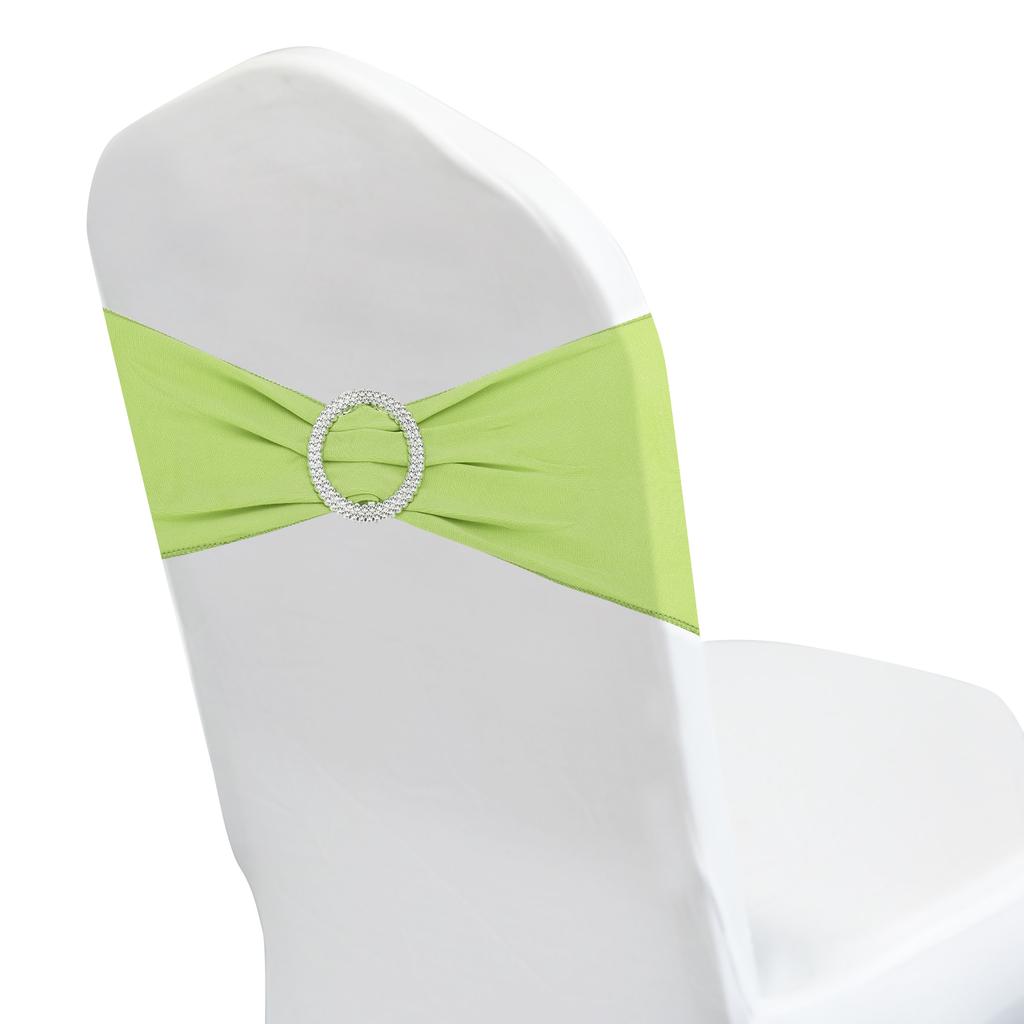 Chair Bows Sash 50pcs Stretch Chair Cover Band Elastic Chair Tie with Silver Buckle Slider for Party Wedding Banquet Decoration