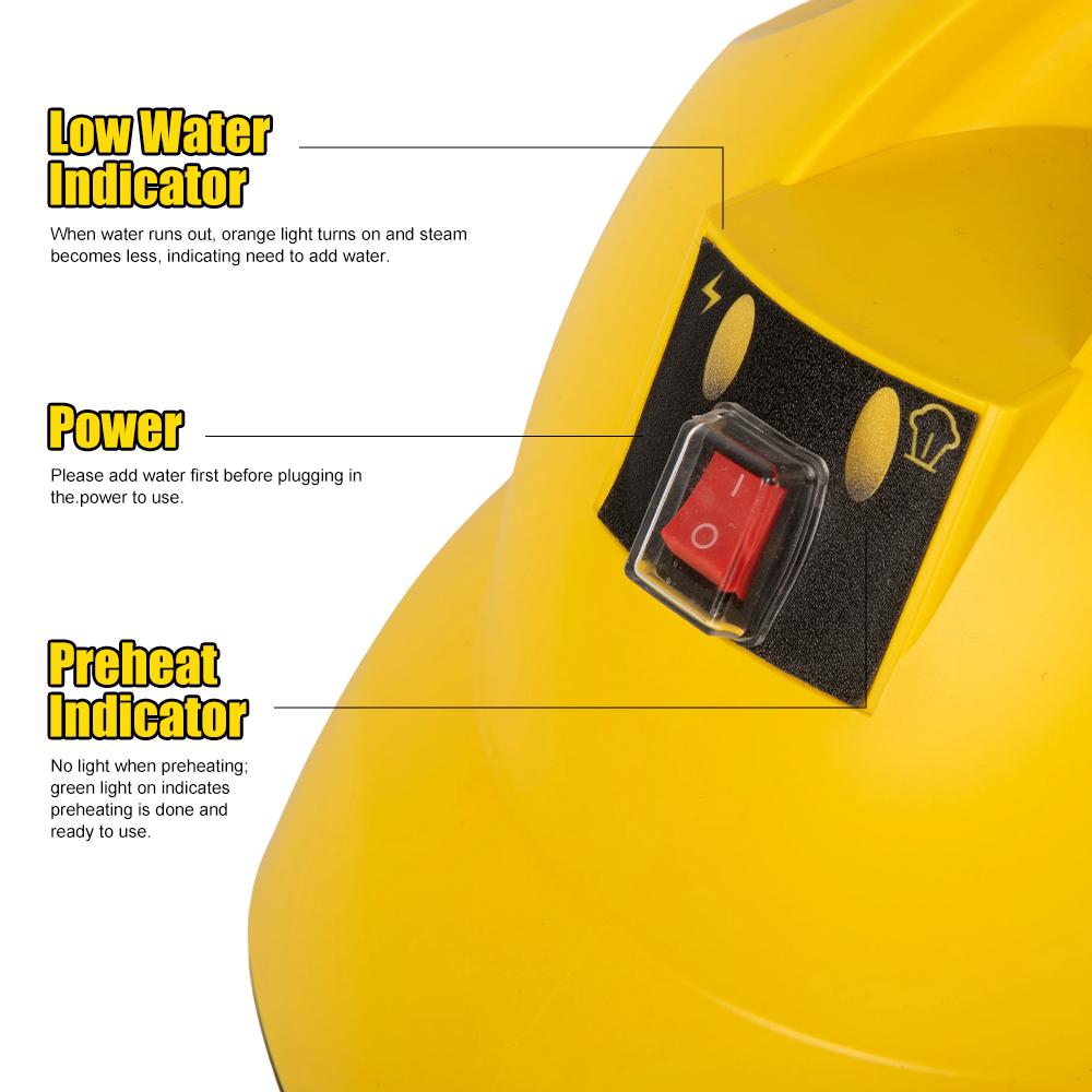 Big Capacity Water tank Simple Floor Brush Cloth Extension Poles Set Yellow Wheeled Portable Steam Sanitizer