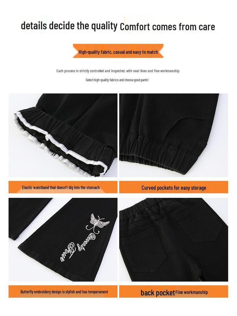 Девичьи расклешенные брюки на флисовой подкладке: Модная осенне-зимняя повседневная одежда для подростков