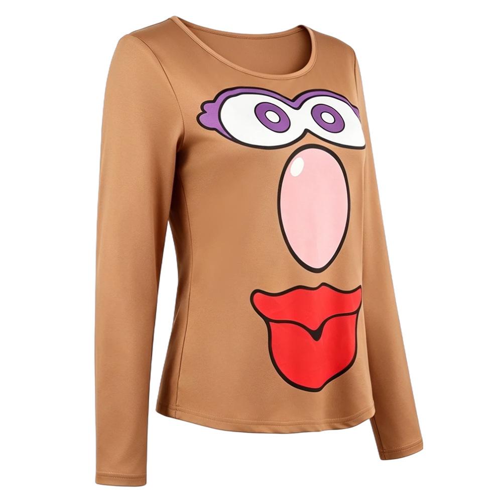 Animated Film Couple's Cosplay Costume T-shirts With Cartoon Face Prints Long-sleeve Short-sleeve Funny Summer Loungewear Tops