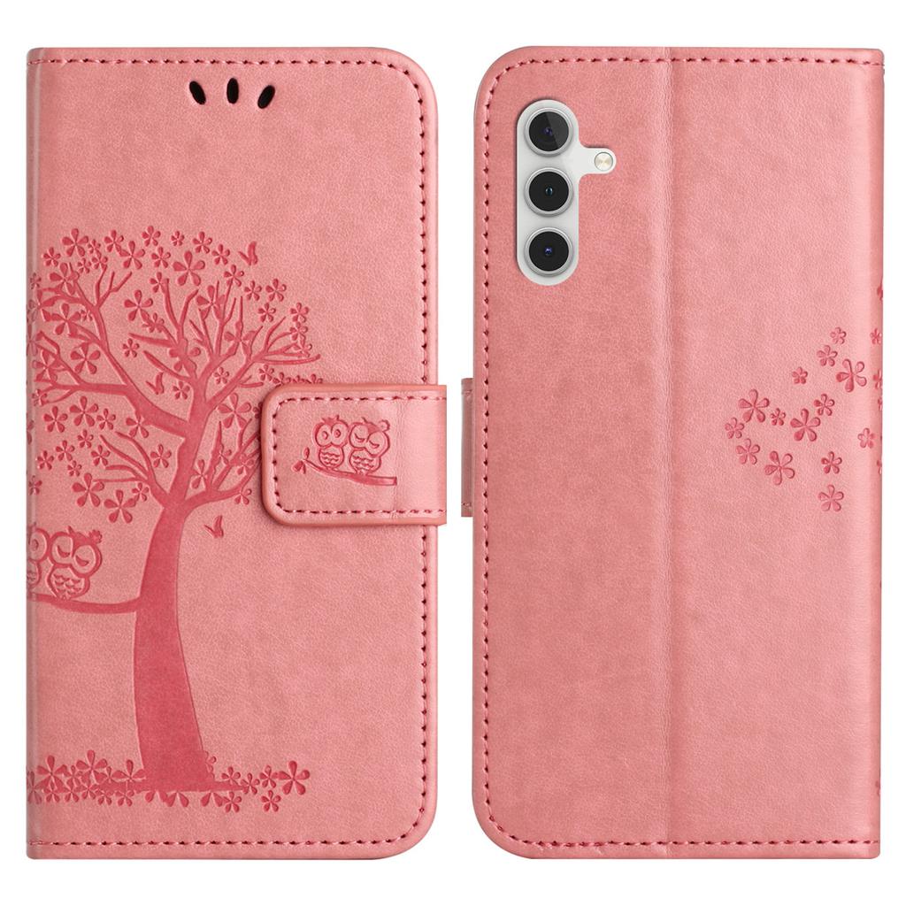 For Samsung Galaxy A56 5G Case PU Leather Owl Tree Imprinted Wallet Phone Cover
