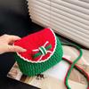 Santa Claus Woven Square Pouch Bow Contrasting Colors Purse Soft Women's Knitted Bag  School
