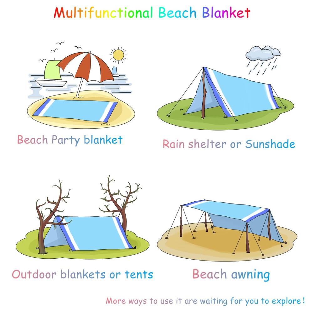 Beach Blanket 78''X81'' 4-7 Adults Oversized Lightweight Waterproof Sandproof Blanket for Beach Large Picnic Mat Travel Camping