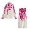 Kaslead New Arrival Women's Fashion Style Fashion Minimalist Casual Print Shirt Top and Trousers Suit