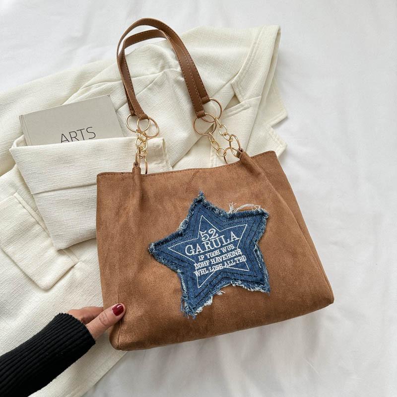 Trendy Simple Women's Shoulder Bag Spacious Tote Bag In Black White Brown Colors