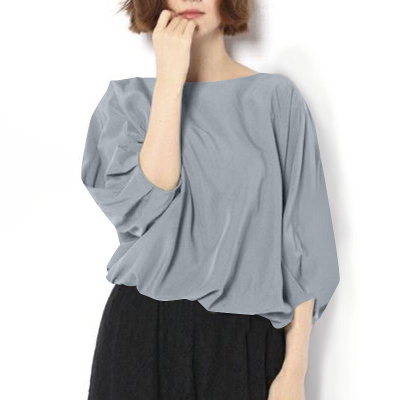 ZANZEA Женская повседневная блузка с круглым вырезом и рукавом 3/4