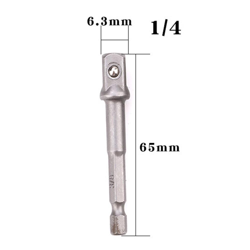 1/4pc Chrome-Vanadium Steel Drill Socket Adapter 1/4 Hex Shank To Square Socket Conversion Drill Bit Bar 25 30 50 65mm Tool Part