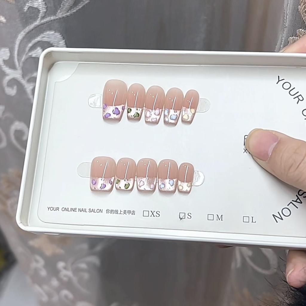 Ручная работа Броня Цветной Леопардовый Принт Кошачий Глаз Расписанный вручную Чистый Сладкий Темперамент Отбеливающий Накладной Ноготь