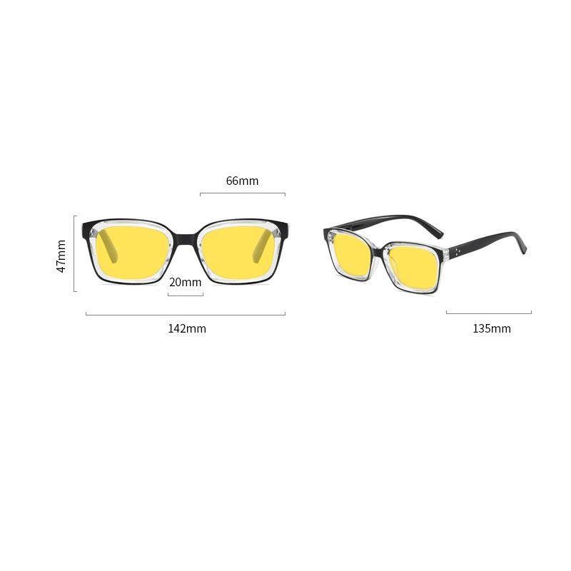 New Retro Night Vision Anti Blue Light Glasses Men‘s High Quality Square Frame No Diopter Reading Glasses with Orange Lenses