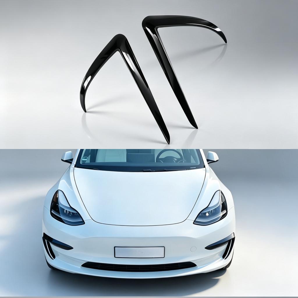 Fog Light Eyebrow Cover Wind Knife Spoiler Trim for Tesla Model 3 2017-2022 Car Front Bumper Fog Lamp Blade Tuning Accessories