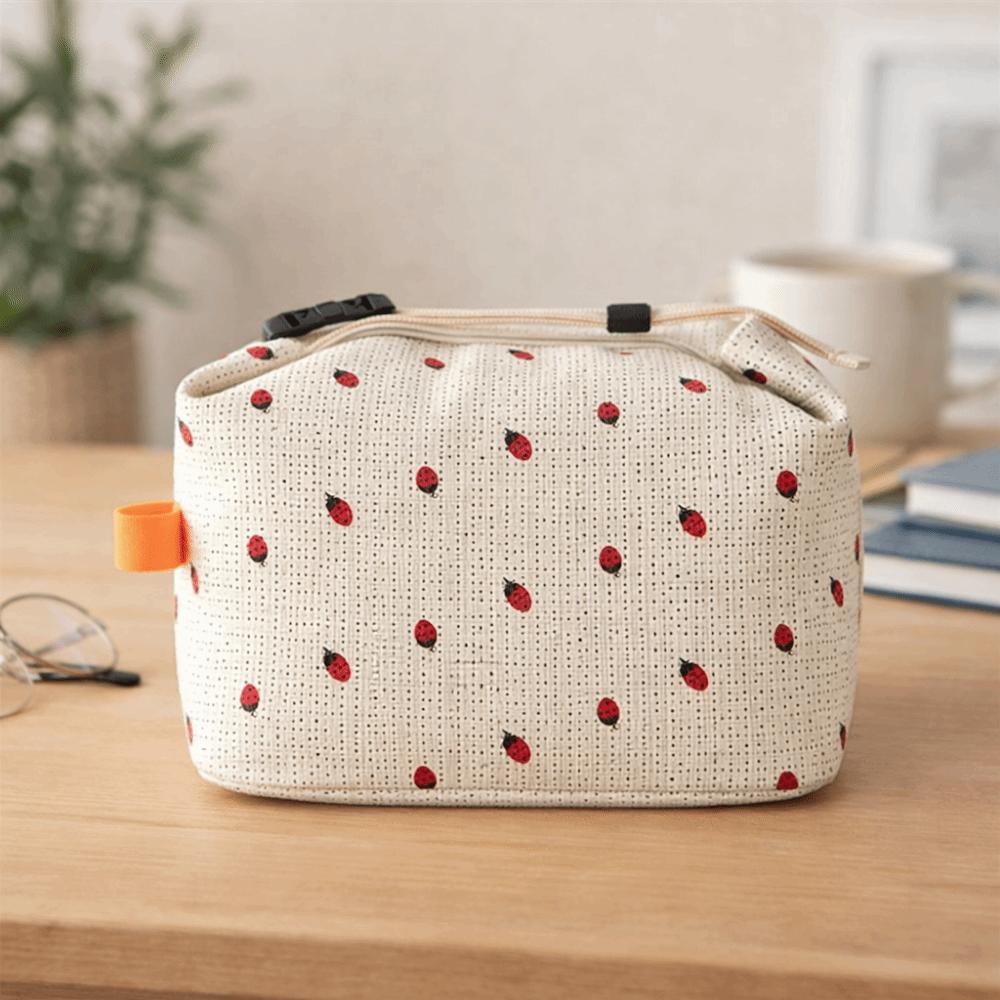 Interior Pockets Floral Corduroy Lunch Bag Floral Printed Picnic Bag Printed Food Handbag Picnic
