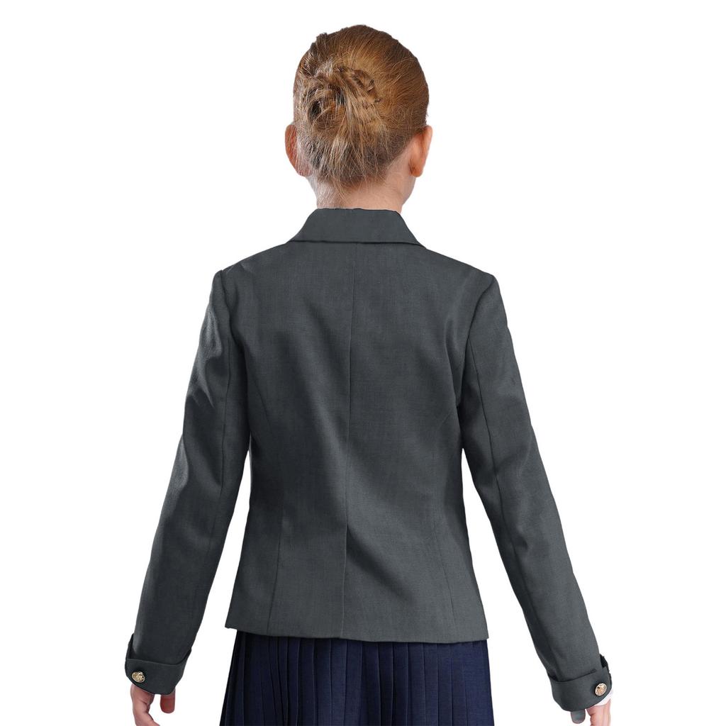 Пиджак для девочек, школьная форма, лацканы, длинный рукав, на пуговицах, карманы, блейзер, топ
