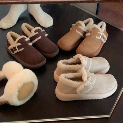 Шерстяная версия~ кожаные теплые плюшевые ботинки на толстой подошве женские зимние хлопковые туфли ретро плюшевые одинарные туфли