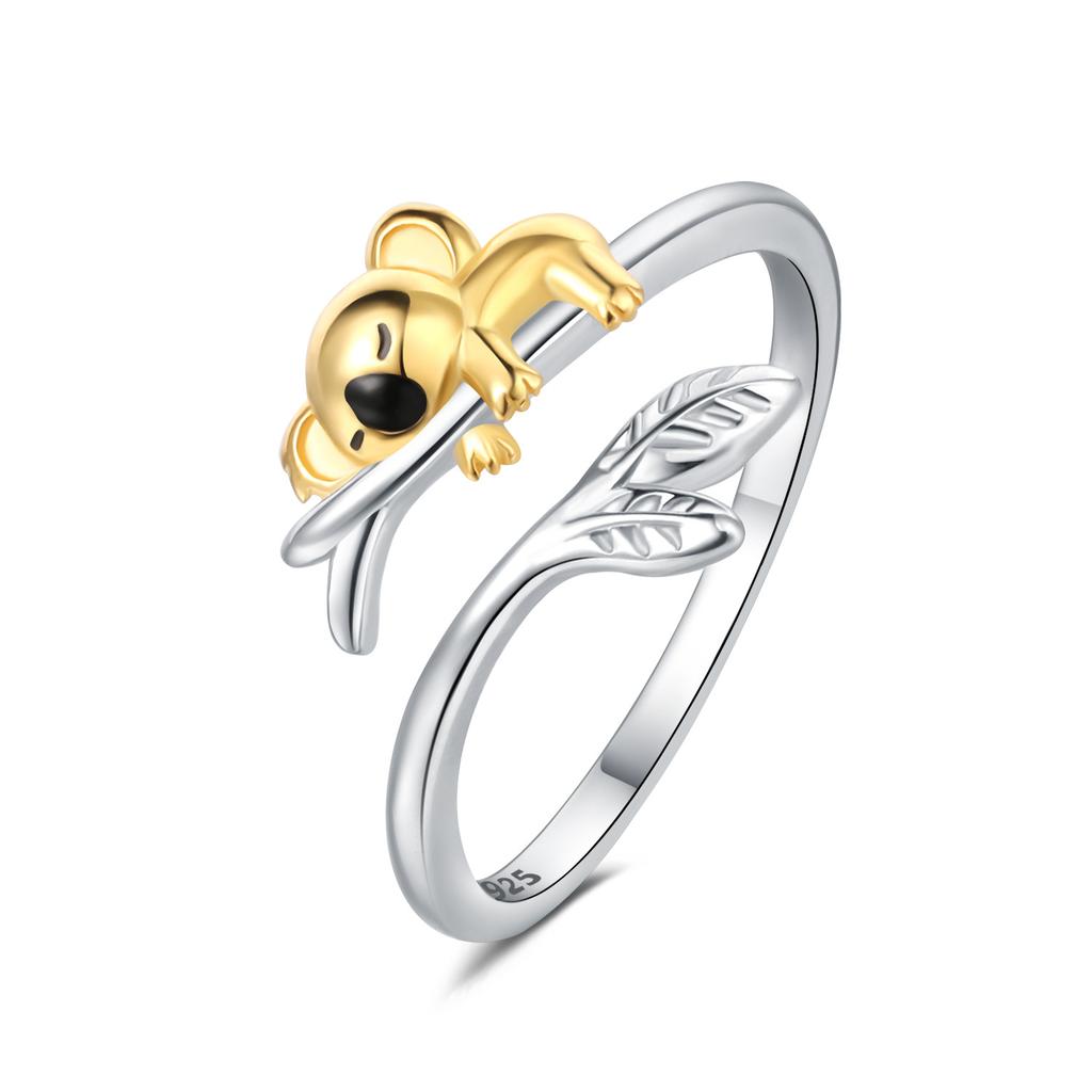 Кольца из стерлингового серебра 925 пробы с кроликами, пандами и животными, открывающиеся, для женщин, регулируемое кольцо на палец, украшения для личности девушки, подарки для вечеринок 2025